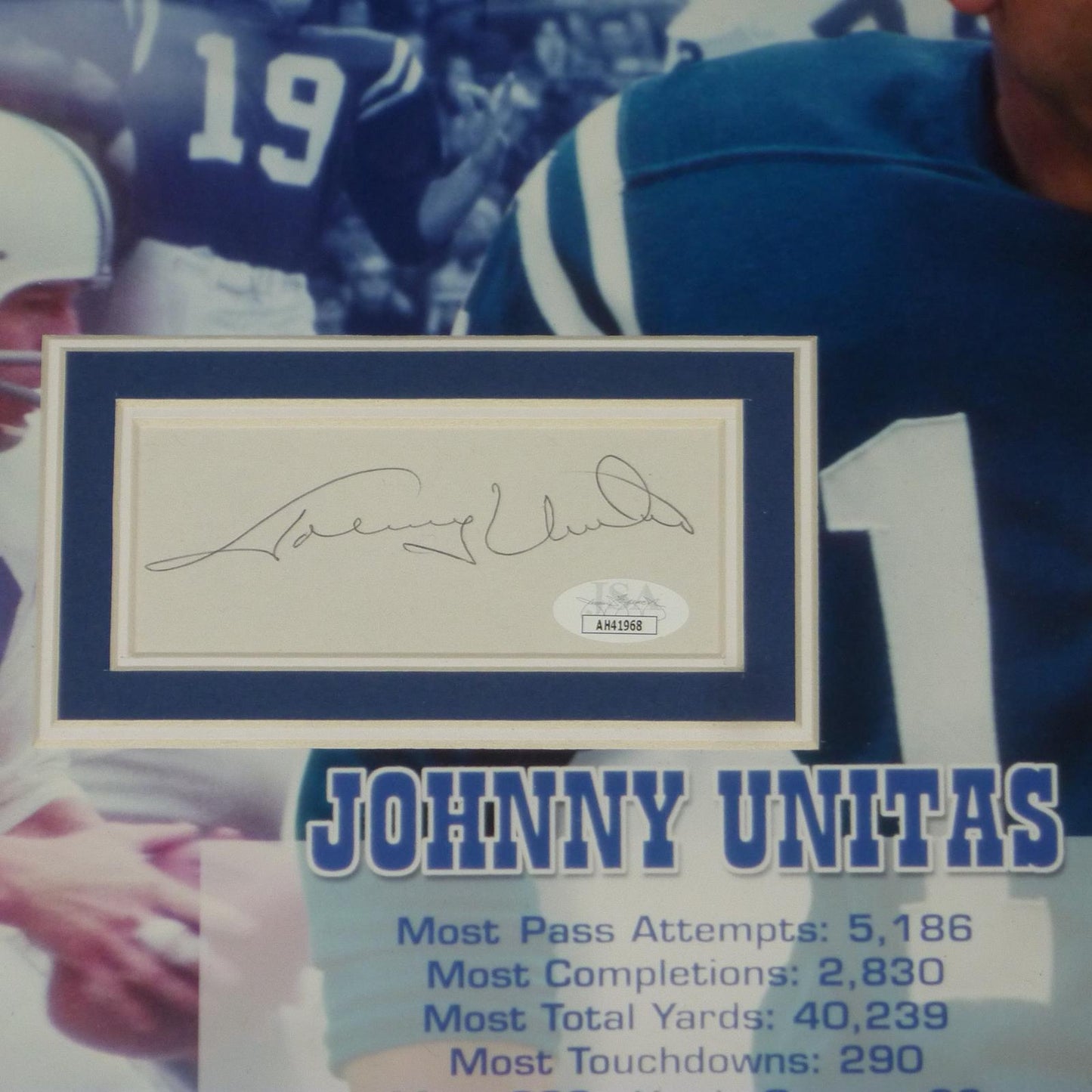 Johnny Unitas Autographed Baltimore Colts Collage 16x20 Photo Deluxe Framed with Signature - JSA