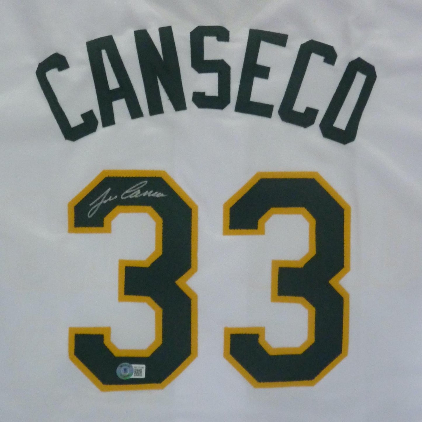Jose Canseco Autographed Oakland (White #33) Custom Jersey- JSA