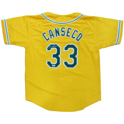 Jose Canseco Autographed Oakland (Yellow #33) Custom Jersey- JSA