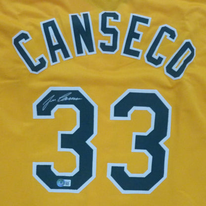 Jose Canseco Autographed Oakland (Yellow #33) Custom Jersey- JSA