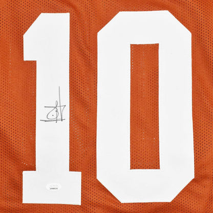 Vince Young Autographed Texas Longhorns (Burnt Orange #10) Custom Jersey- JSA