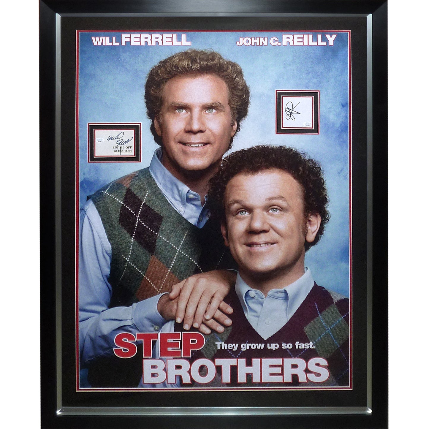 Step Brothers Full-Size Movie Poster Deluxe Framed with Will Ferrell And John C. Reilly Autographs - JSA