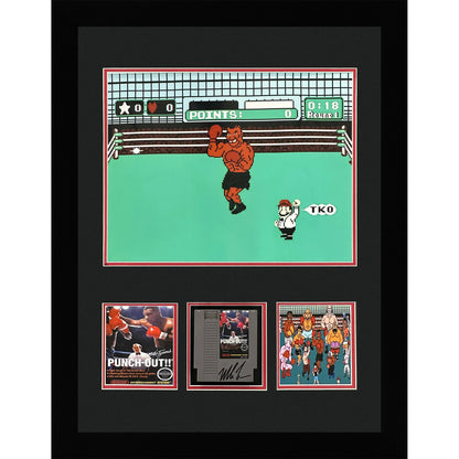 Mike Tyson Autographed Original Nintendo Game Cartridge Deluxe Framed in Punchout Shadowbox Display - JSA