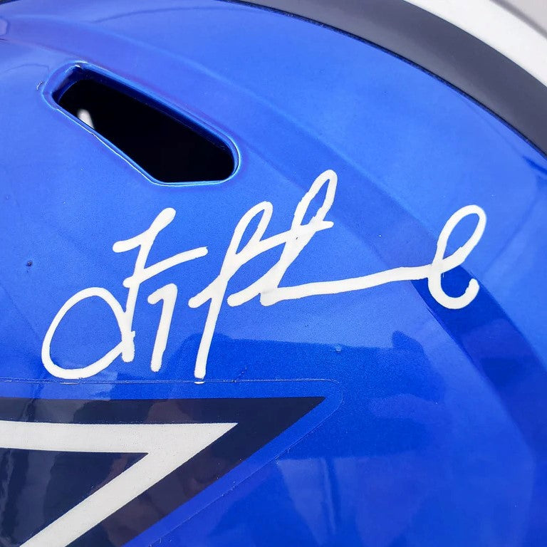 Troy Aikman Autographed Dallas Cowboys "Flash" Blue Full-Size Replica Helmet - BAS