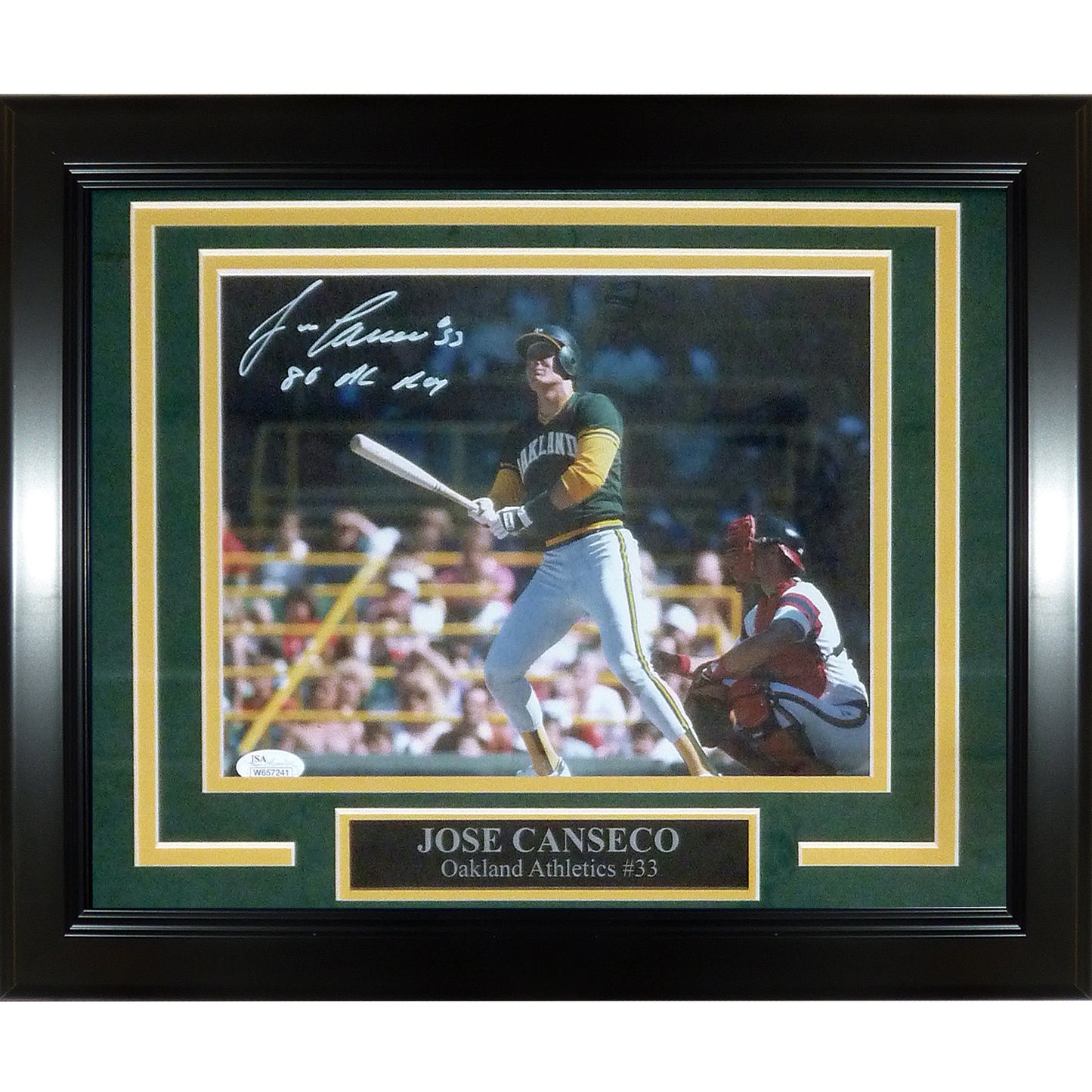 Jose Canseco Autographed Oakland Athletics Deluxe Framed 8x10 Photo – Beckett