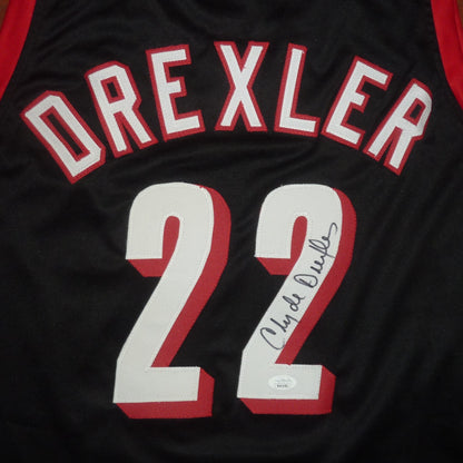 Clyde Drexler Autographed The Glyde Portland (Black #22) Custom Jersey - JSA