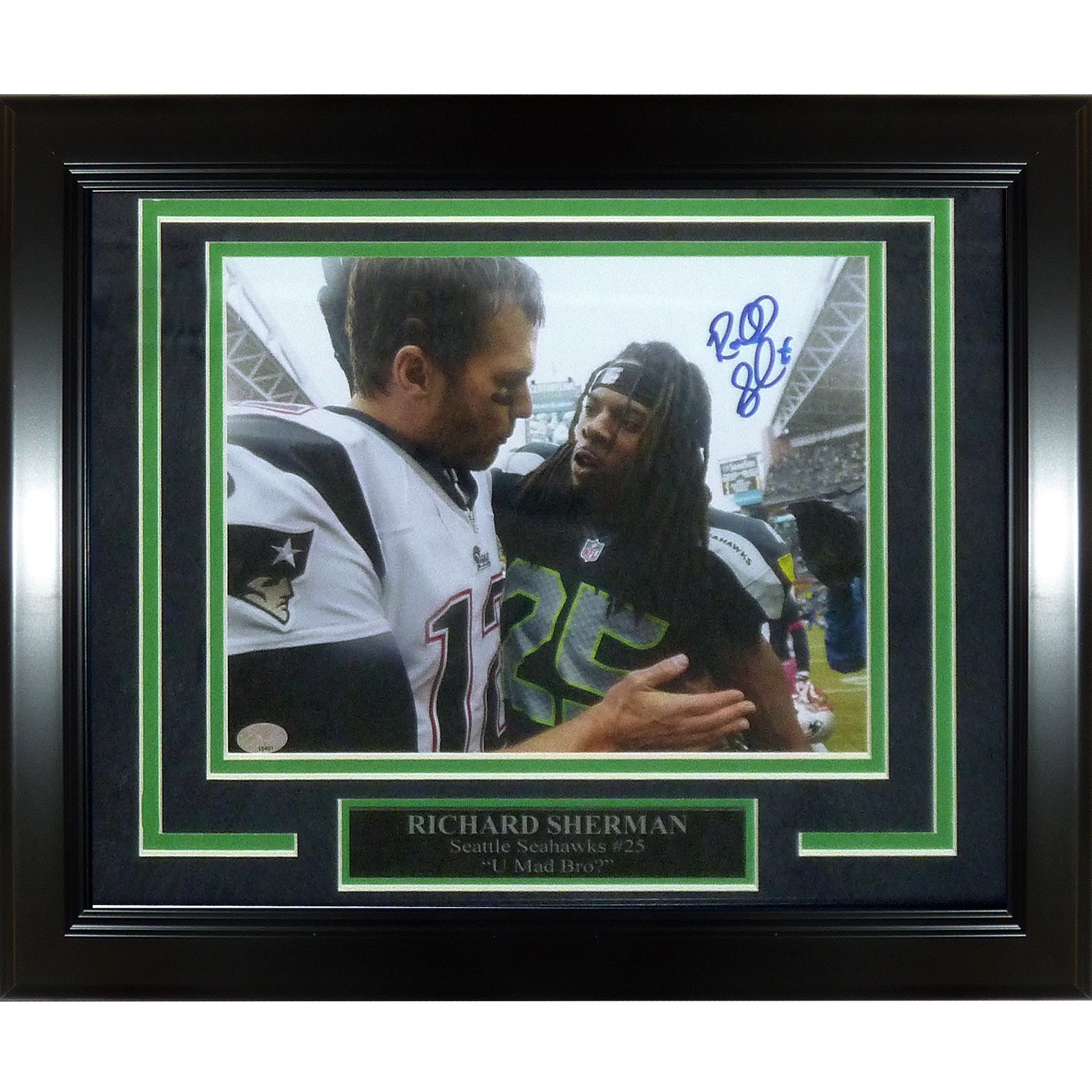 Richard Sherman Autographed Seattle Seahawks (U Mad Bro Tom Brady) Deluxe Framed 8x10 Photo - RS