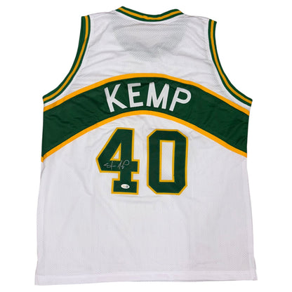 Shawn Kemp Autographed Seattle (White #40) Custom Jersey - JSA