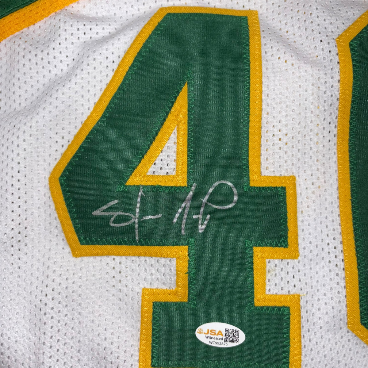 Shawn Kemp Autographed Seattle (White #40) Custom Jersey - JSA