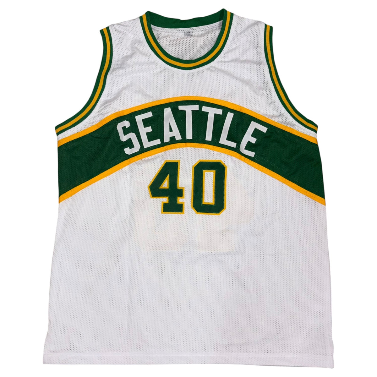 Shawn Kemp Autographed Seattle (White #40) Custom Jersey - JSA