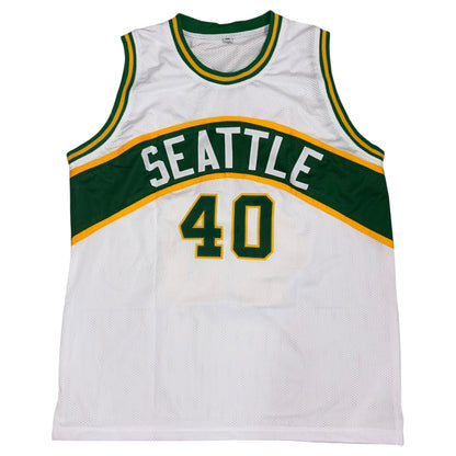 Shawn Kemp Autographed Seattle (White #40) Custom Jersey - JSA