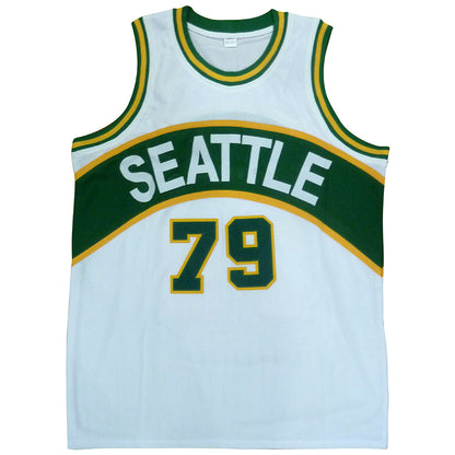1978-79 NBA Champions Seattle Supersonics Multi Autographed Seattle (White #79) Jersey - 9 signatures - Beckett