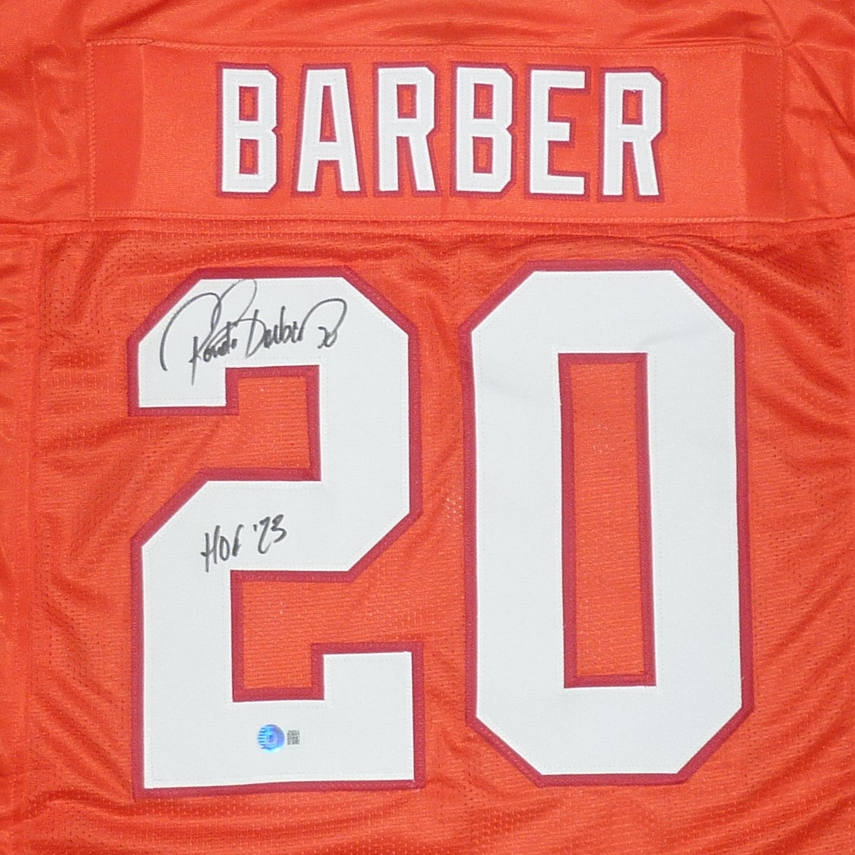 Ronde Barber Autographed Tampa Bay (Creamsicle Throwback #20) Custom Jersey w/ “HOF 23” – Beckett