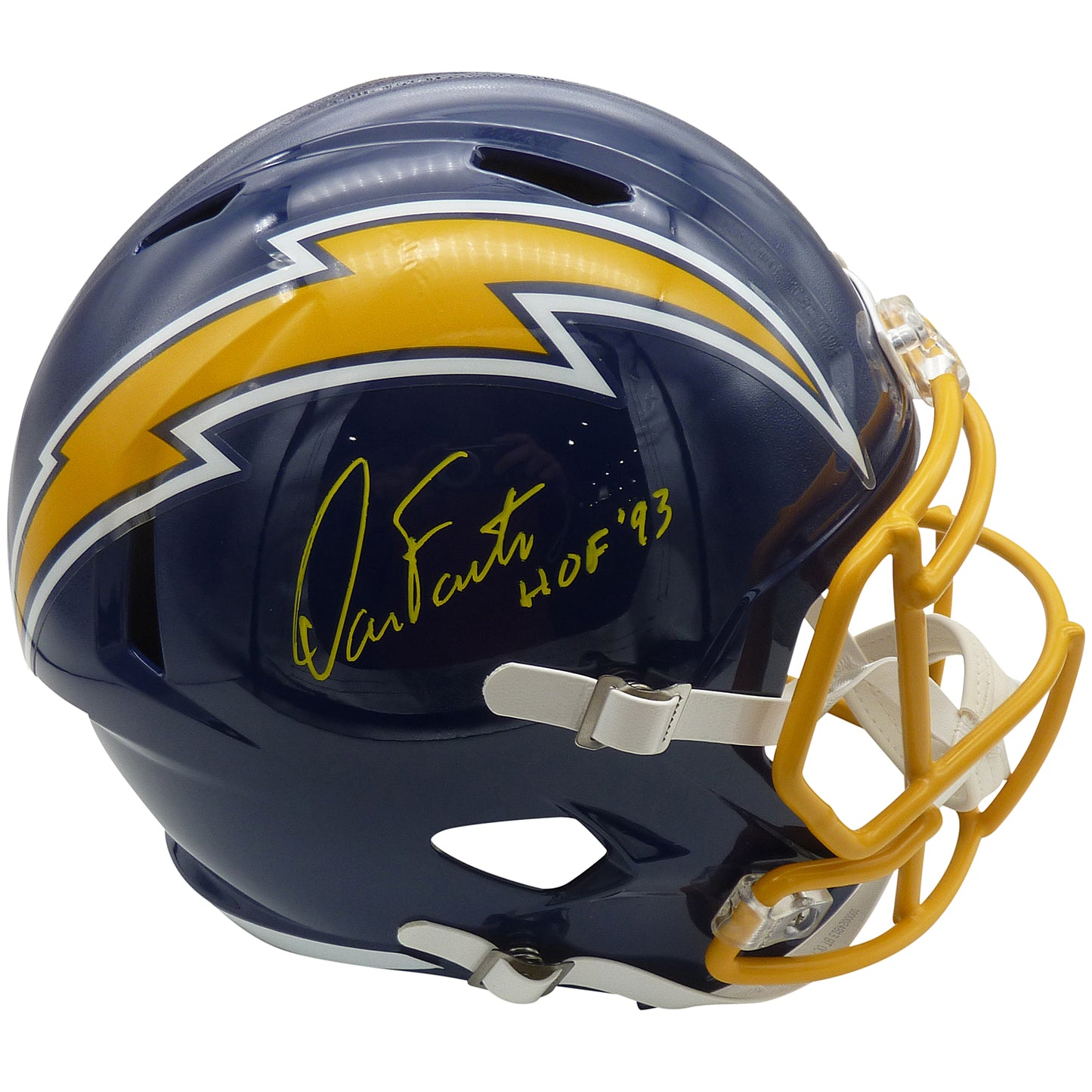 Dan Fouts Autographed San Diego Chargers Throwback Deluxe Full-Size Replica Helmet w/ HOF 1993 - Beckett