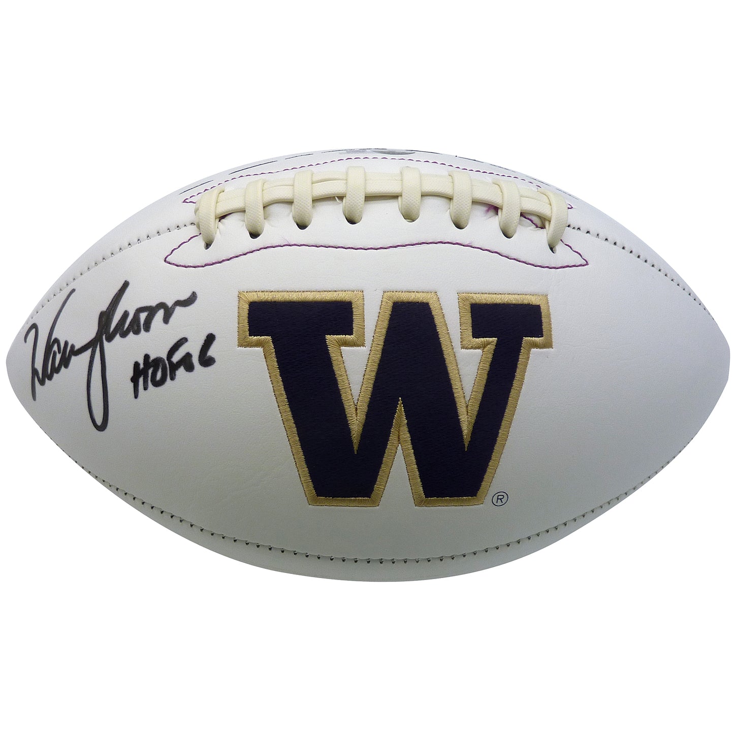Warren Moon Autographed Washington Huskies Logo Football - Beckett