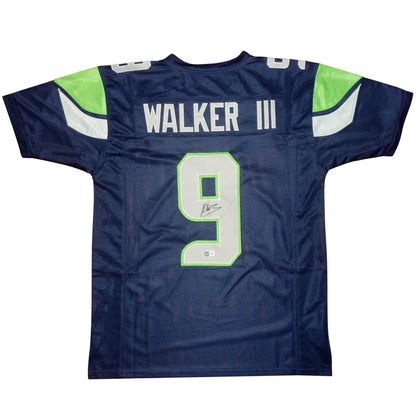 Kenneth Walker III Autographed Seattle (Blue #9) Custom Jersey – Beckett
