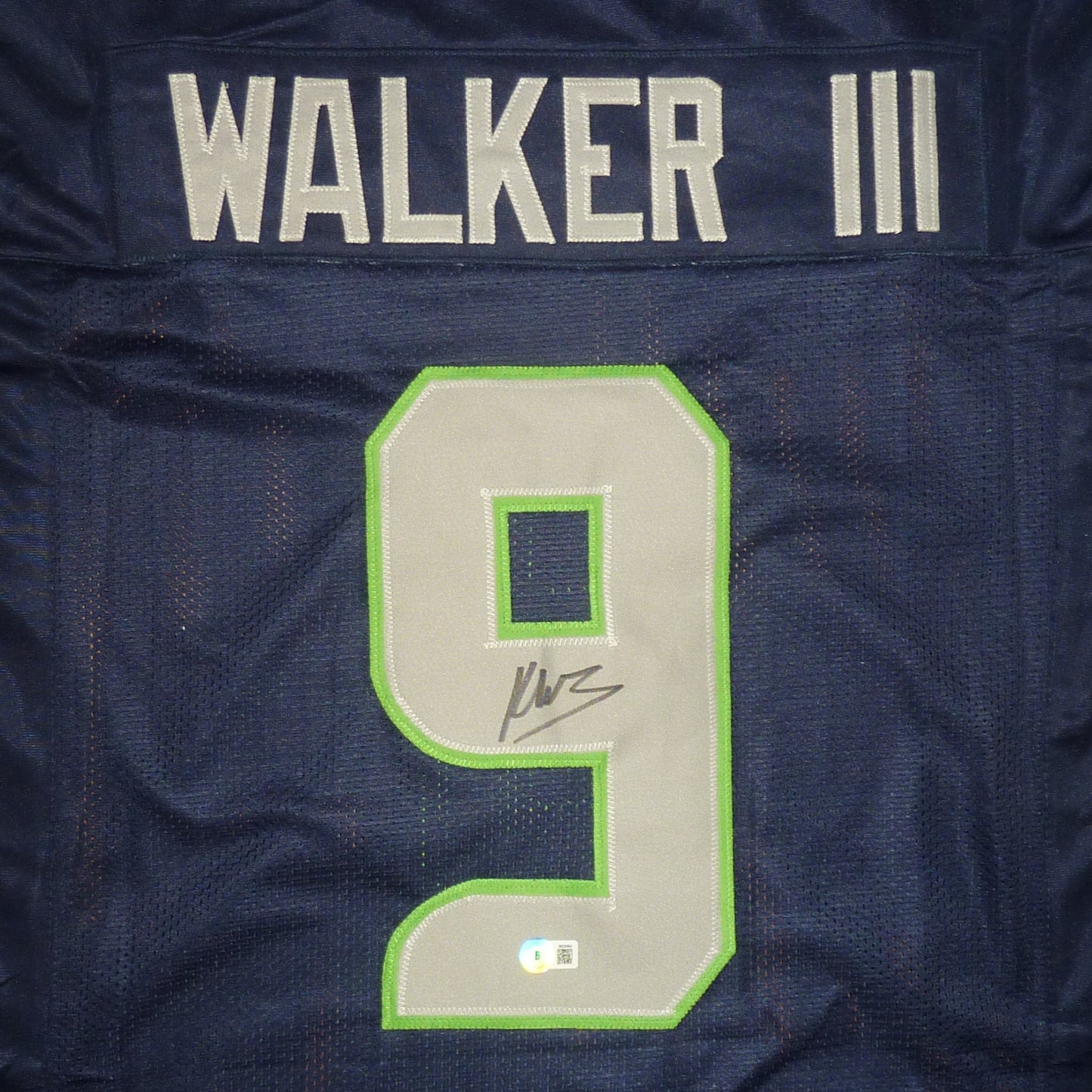 Kenneth Walker III Autographed Seattle (Blue #9) Custom Jersey – Beckett