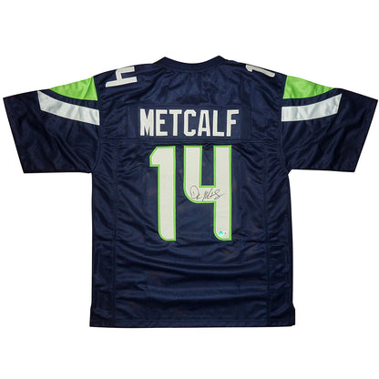 D.K. Metcalf Autographed Seattle (Blue #14) Custom Jersey - Beckett