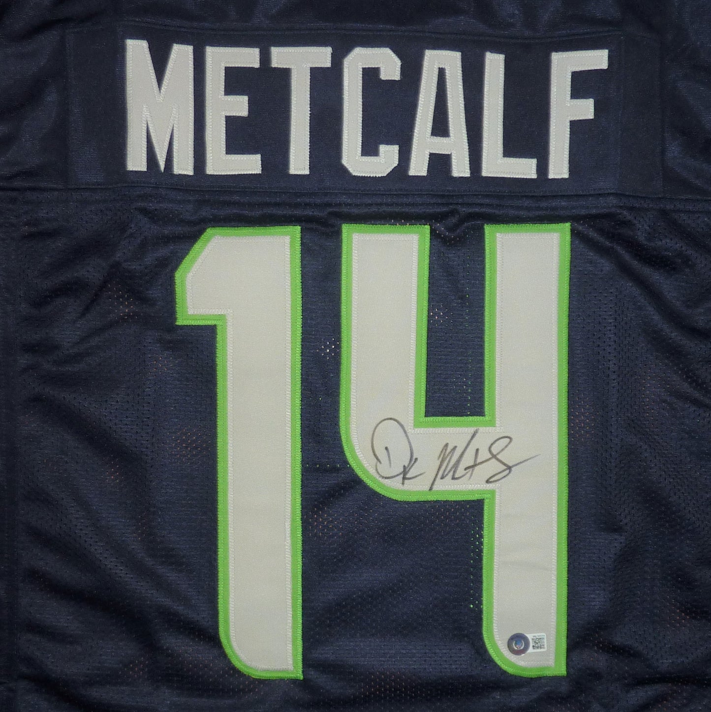 D.K. Metcalf Autographed Seattle (Blue #14) Custom Jersey - Beckett