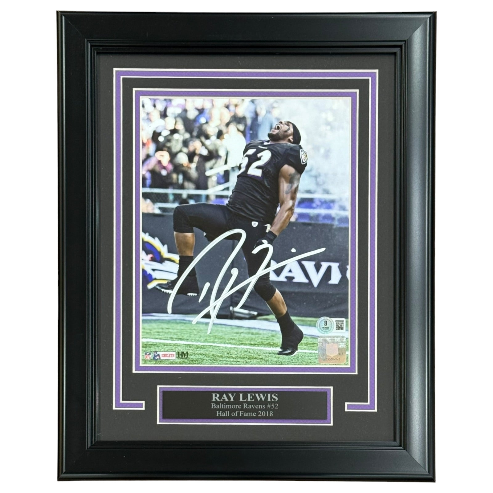 Ray Lewis Autographed Baltimore Ravens (Scream) Deluxe Framed 8x10 Photo - Beckett