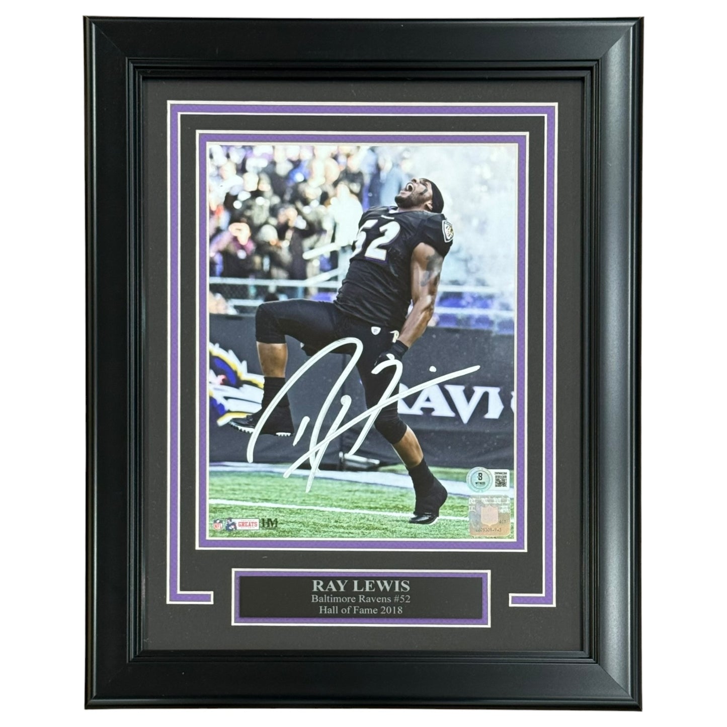 Ray Lewis Autographed Baltimore Ravens (Scream) Deluxe Framed 8x10 Photo - Beckett