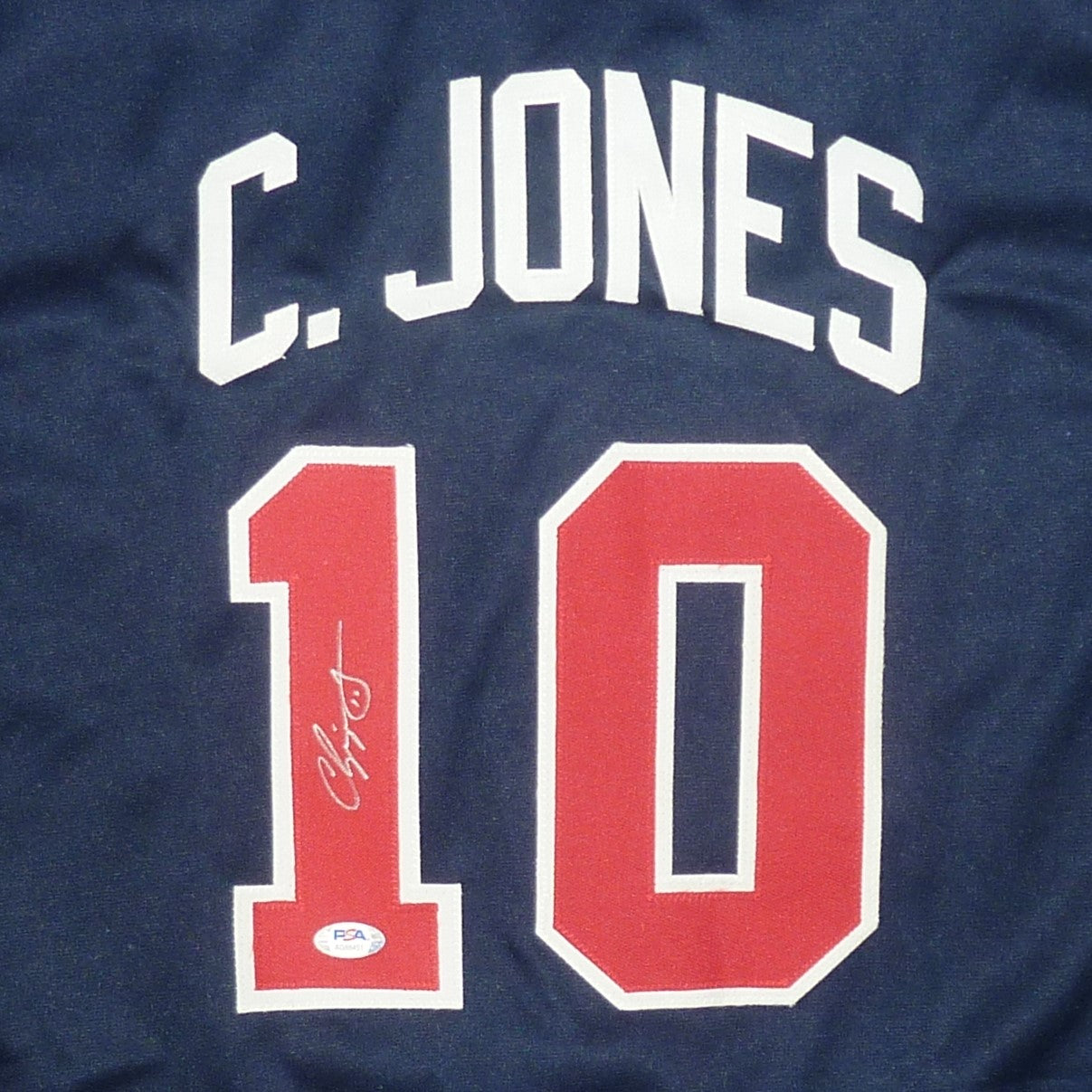 Chipper Jones Autographed Atlanta (Navy Blue #10) Custom Jersey - JSA