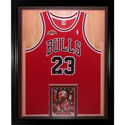 Michael Jordan Autographed Chicago Bulls (Red #23) Mitchell & Ness Retirement Patch Deluxe Framed Jersey Limited Edition #207 of 230 UDA Upper Deck