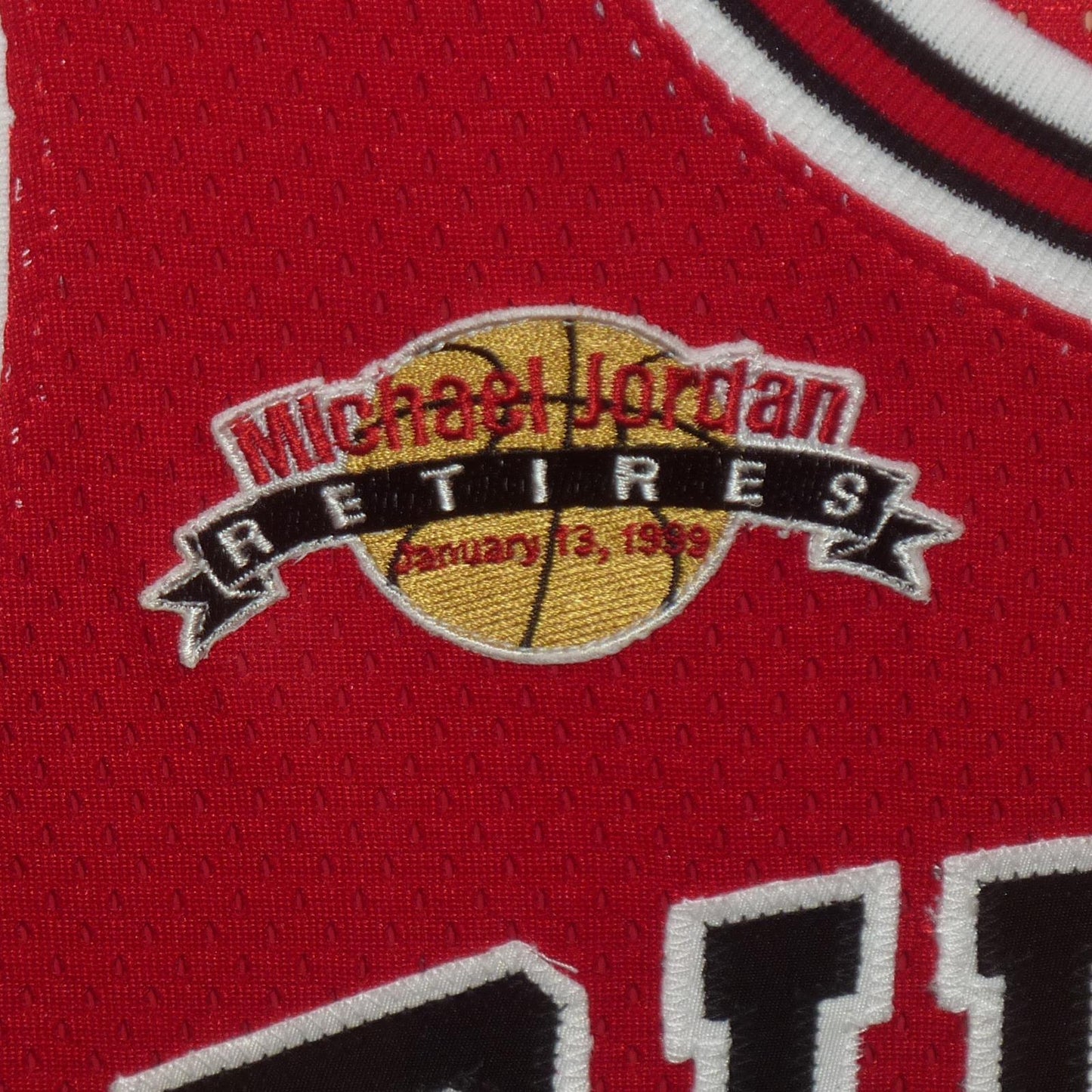 Michael Jordan Autographed Chicago Bulls (Red #23) Mitchell & Ness Retirement Patch Deluxe Framed Jersey Limited Edition #207 of 230 UDA Upper Deck