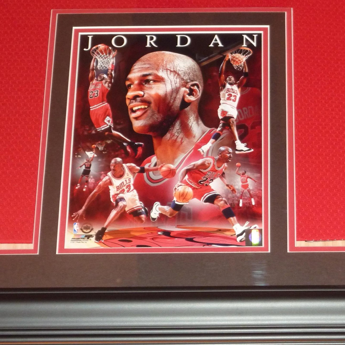 Michael Jordan Autographed Chicago Bulls (Red #23) Mitchell & Ness Retirement Patch Deluxe Framed Jersey Limited Edition #207 of 230 UDA Upper Deck