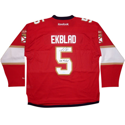 Aaron Ekblad Autographed Florida Panthers (Red #5) Reebok Hockey Jersey - Upper Deck UDA
