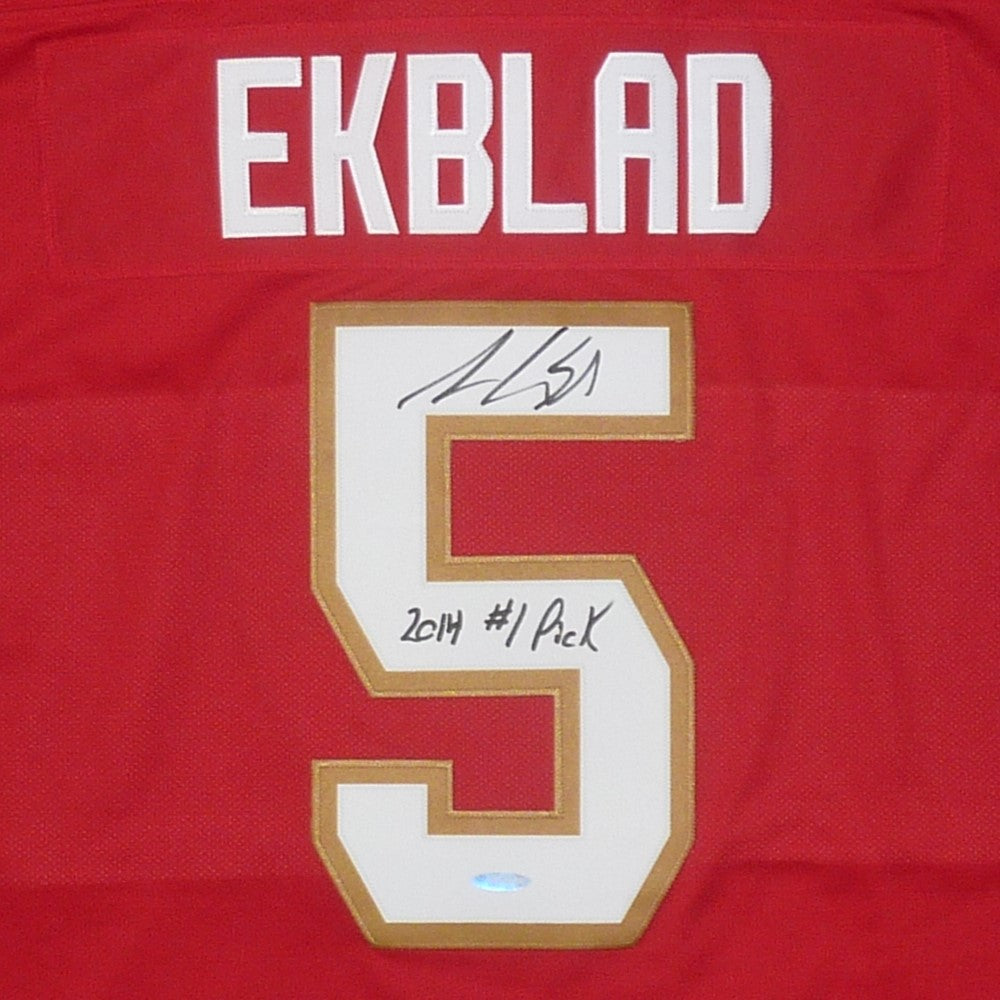 Aaron Ekblad Autographed Florida Panthers (Red #5) Reebok Hockey Jersey - Upper Deck UDA