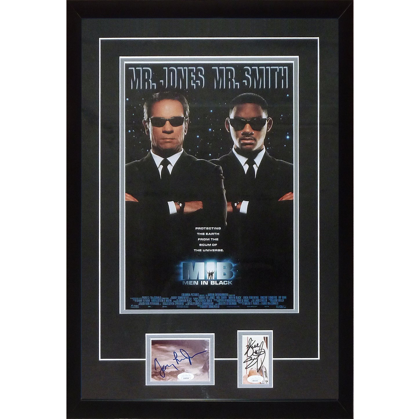 Men in Black MIB 11x17 Movie Poster Deluxe Framed with Will Smith And Tommy Lee Jones Autographs  JSA