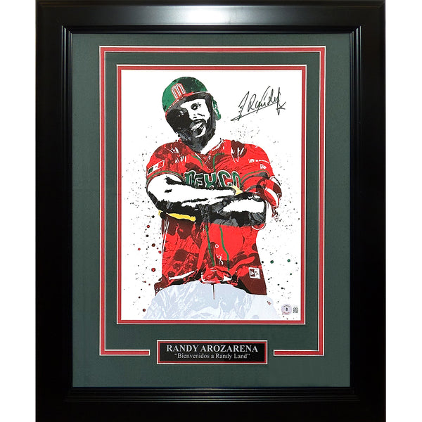 Randy Arozarena Autographed Mexico WBC Splash Art Deluxe Framed