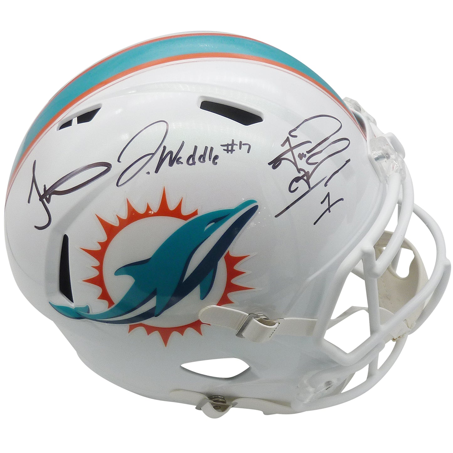Tyreek Hill, Tua Tagovailoa And Jaylen Waddle Autographed Miami Dolphins (Speed) Deluxe Full-Size Replica Helmet Fanatics, Beckett