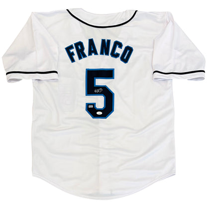 Wander Franco Autographed Tampa Bay (White #5) Custom Jersey - JSA