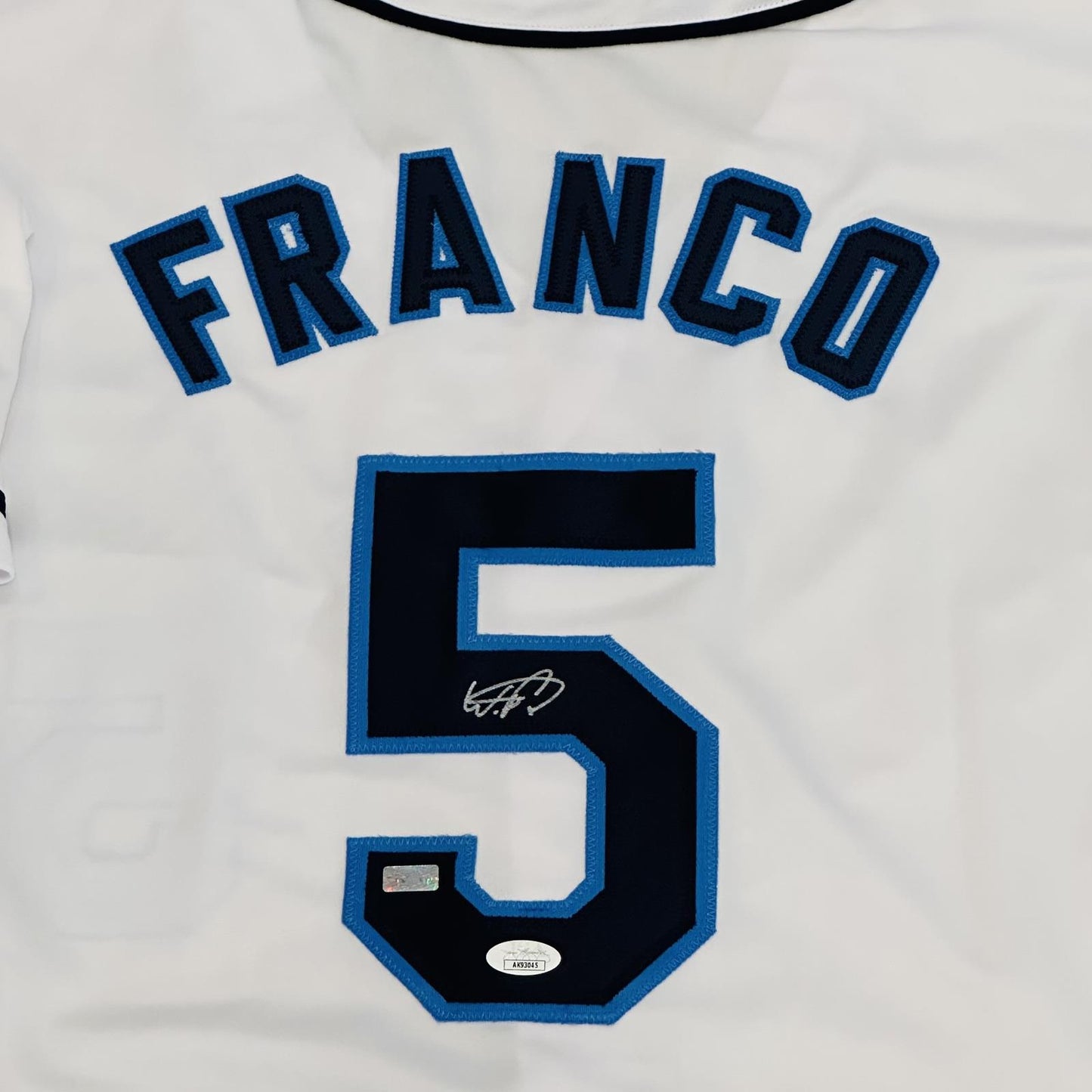 Wander Franco Autographed Tampa Bay (White #5) Custom Jersey - JSA