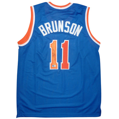 Jalen Brunson Autographed New York (Blue #11) Custom Jersey Beckett