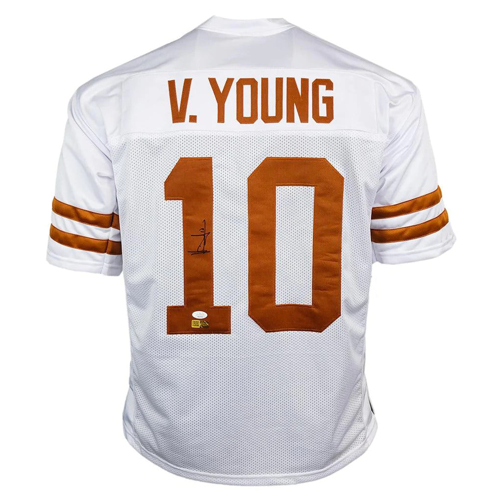 Vince Young Autographed Texas Longhorns (White #10) Custom Jersey- JSA