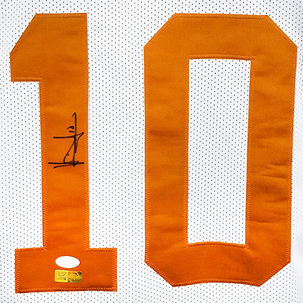 Vince Young Autographed Texas Longhorns (White #10) Custom Jersey- JSA