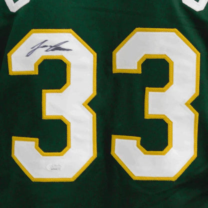 Jose Canseco Autographed Oakland (Green #33) Custom Jersey- JSA