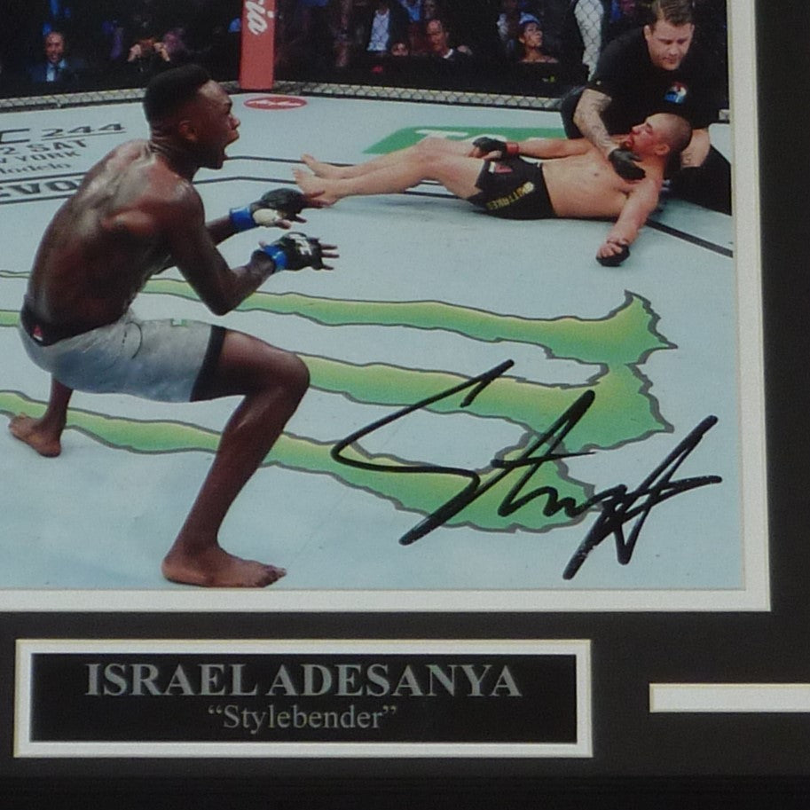 Israel Adesanya Autographed UFC Deluxe Framed 8x10 Photo JSA