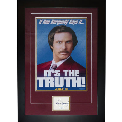 Anchorman 11x17 Movie Poster Deluxe Framed with Will Ferrell AKA Ron Burgundy Autograph JSA