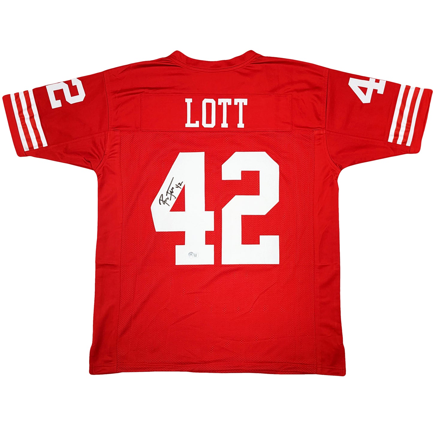 Ronnie Lott Autographed San Francisco (Red #42) Custom Jersey - Beckett