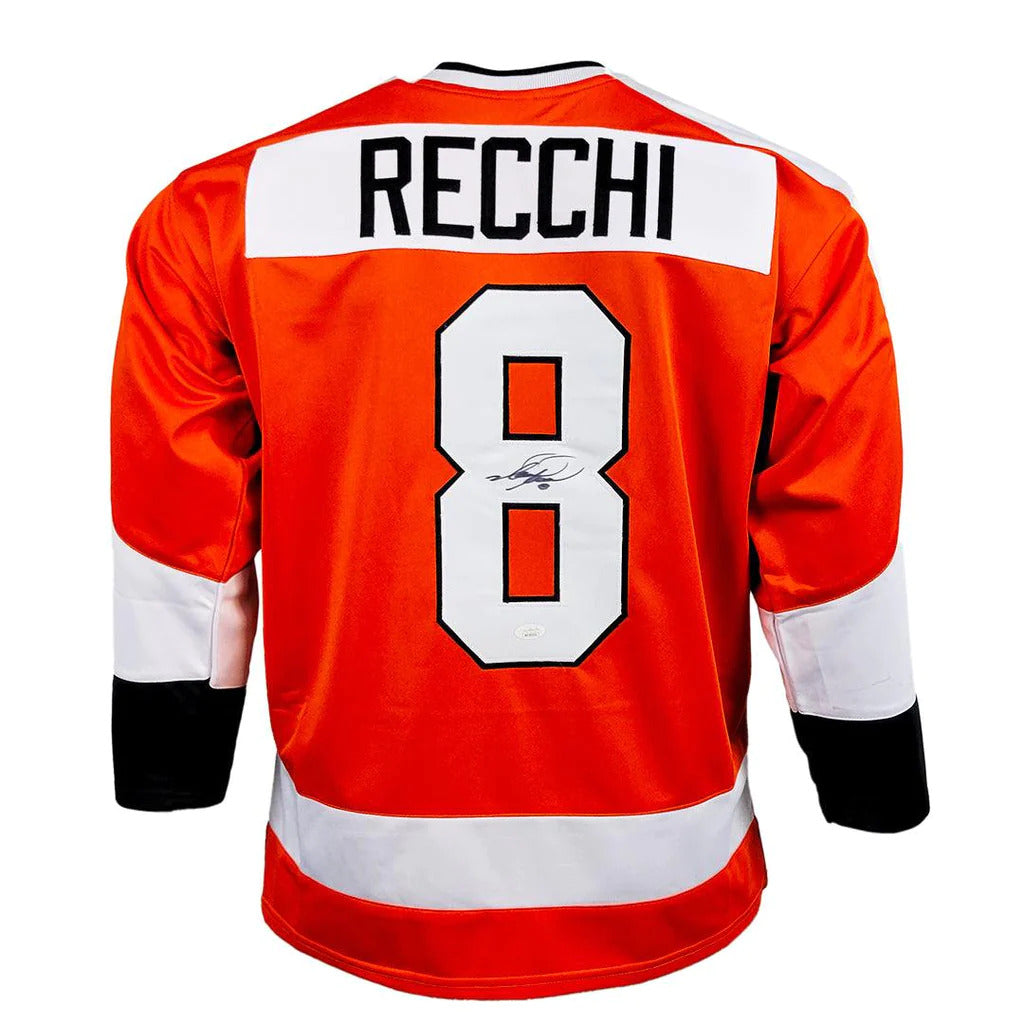 Mark Recchi Autographed Philadelphia (Orange #8) Custom Hockey Jersey - JSA