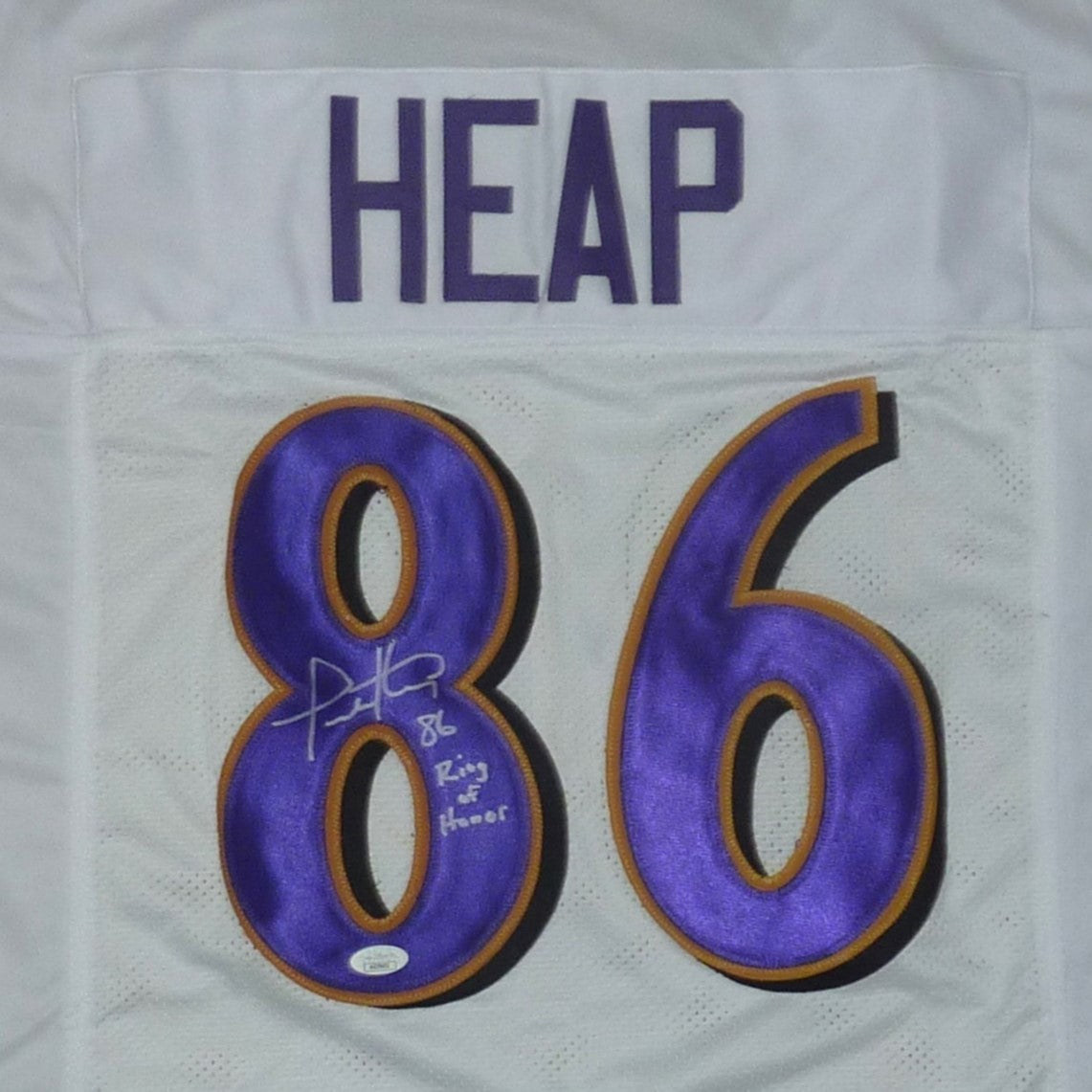 Todd Heap Autographed Baltimore (White #86) Custom Jersey w/ Ring of Honor