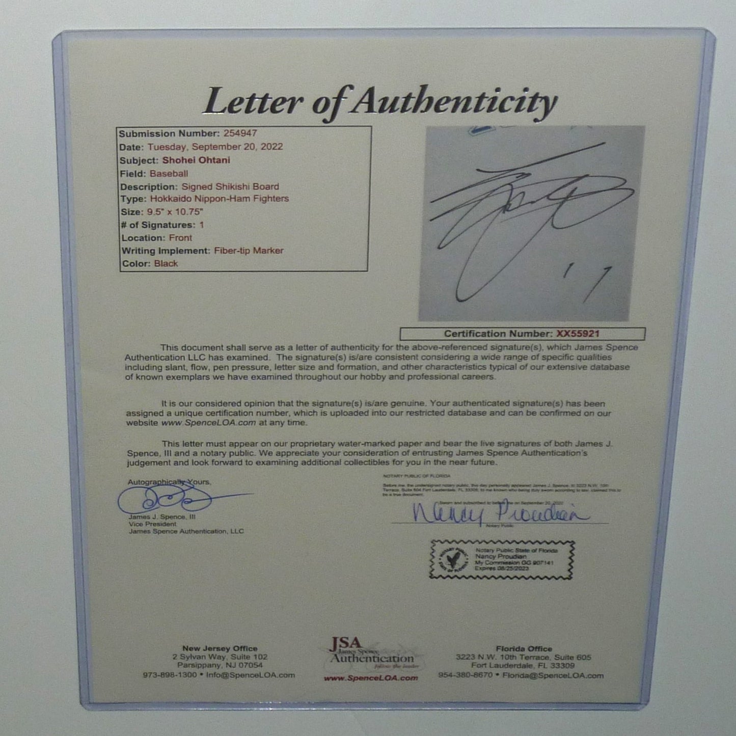 Shohei Ohtani Autographed Hokkaido Fighters Shikishi Board Deluxe Framed with Los Angeles Angels Kanji Art Poster - JSA LOA