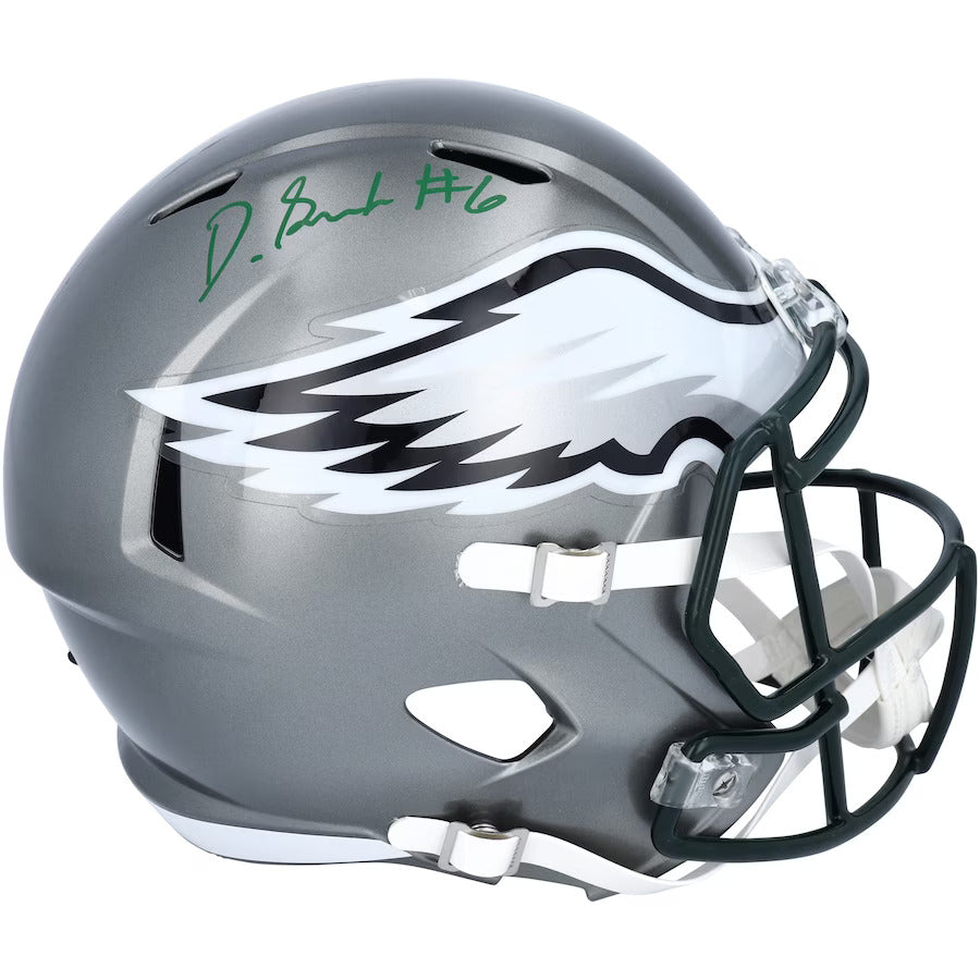 Devonta Smith Autographed Philadelphia Eagles (FLASH Alternate) Deluxe Full-Size Replica Helmet - Fanatics