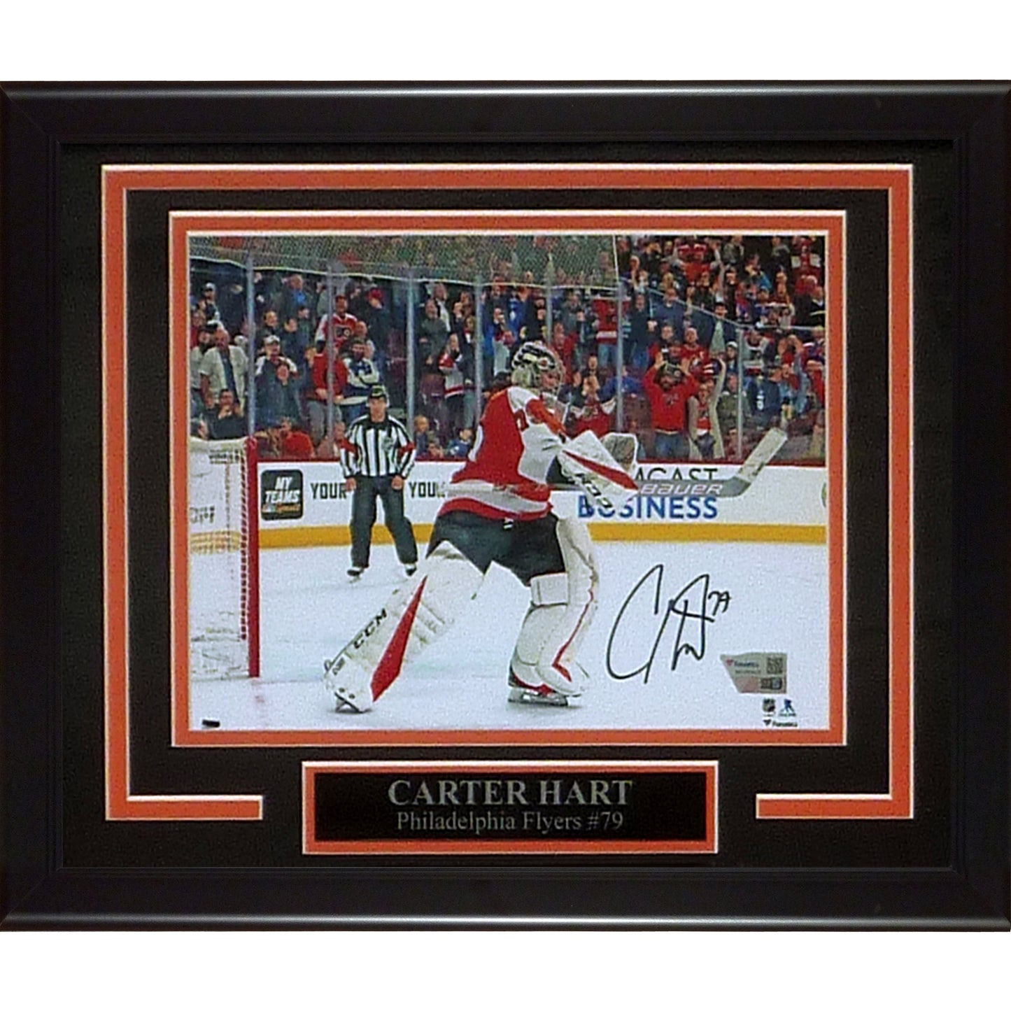 Carter Hart Autographed Philadelphia Flyers Deluxe Framed 8x10 Photo - Fanatics