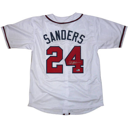 Deion Sanders Autographed Atlanta Braves (White #24) Custom Jersey - Beckett