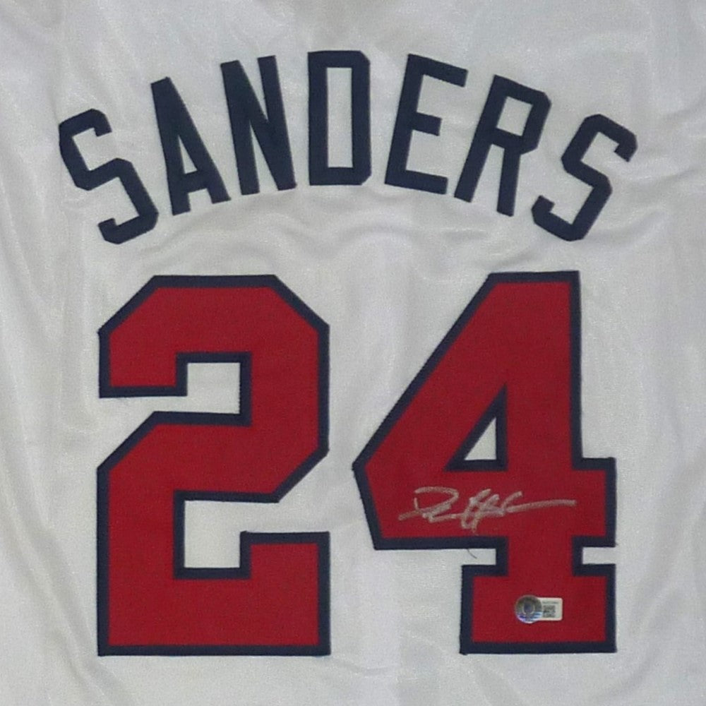 Deion Sanders Autographed Atlanta Braves (White #24) Custom Jersey - Beckett